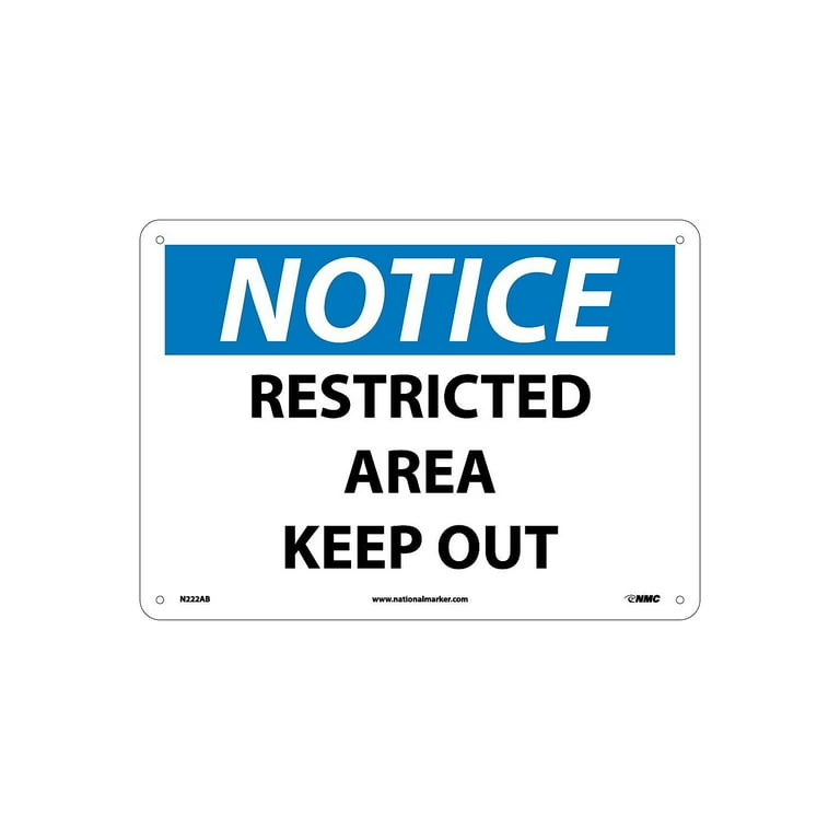 National Marker Restricted Area Keep Out 10X14 .040 Aluminum