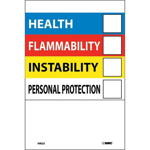 National Marker Right To Know Information Labels; Write On Color Bar 6X4 Adhesive Vinyl 10/Pk HM25