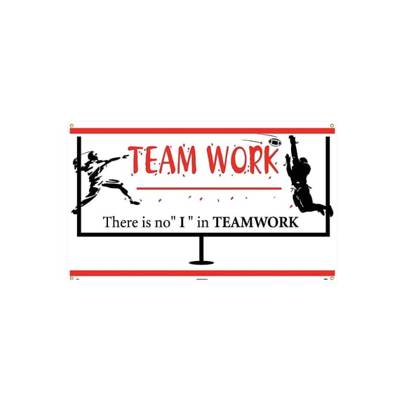 National Marker Safety Banners; Team Work There Is No I In Teamwork 3Ft X 5Ft BT524