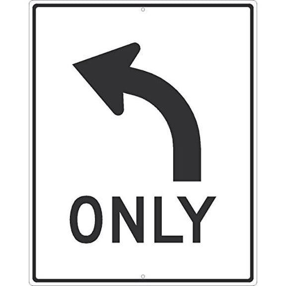 National Marker TM521J only (Left Turn Arrow With Graphic) Sign, 30 inches X 24 inches,.080EGP Ref Alum