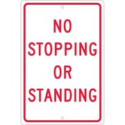 National Marker Traffic Warning Signs; No Stopping Or Standing 18X12 .063 Aluminum TM67H