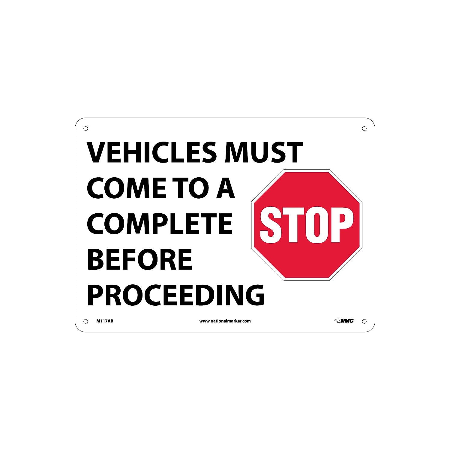 National Marker Traffic Warning Signs; Vehicles Must Come To A Complete Stop Before... Graphic