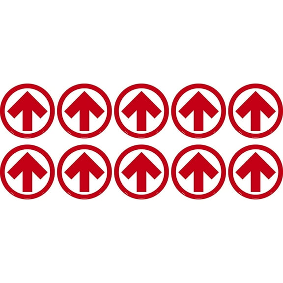 National Marker Walk-On Floor Decal Arrow 8" x 8" Red/White 10 (WFS84RD10)