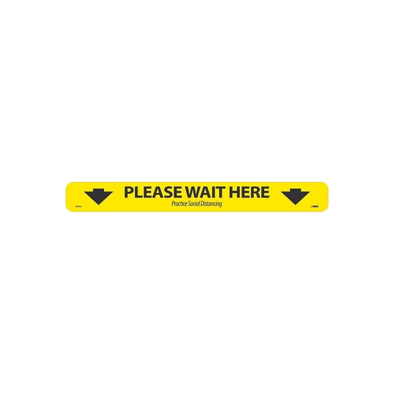 National Marker Walk-On Floor Decal "Please Wait Here " 2.25" x 20" Yellow/Black (WFS81)