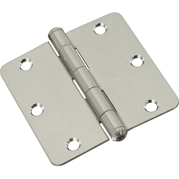 National 3-1/2 In. Radius Residential Stainless Steel Door Hinge - Pack of 4  Standard Mounting Hardware, Drop-In Replacement