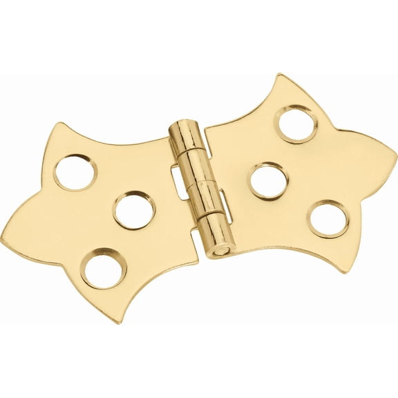National Miniature Brass Decorative Hinge - Pack of 4 Standard Mounting Hardware, Drop-In Replacement