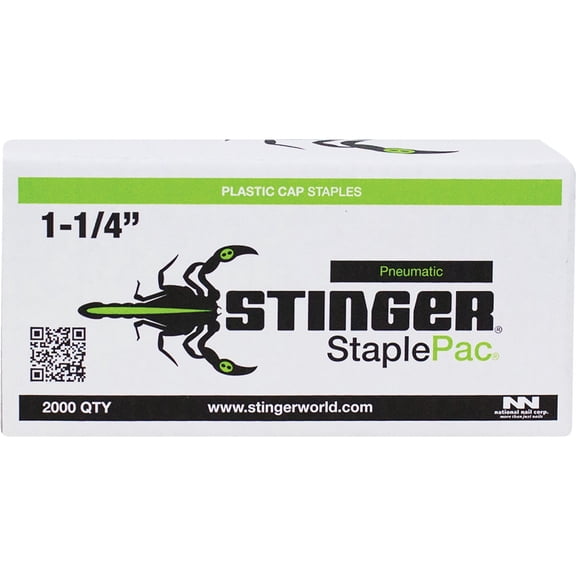 National Nail 136074 Staplepac Pneumatic Cap Nails 1-1/4", Each