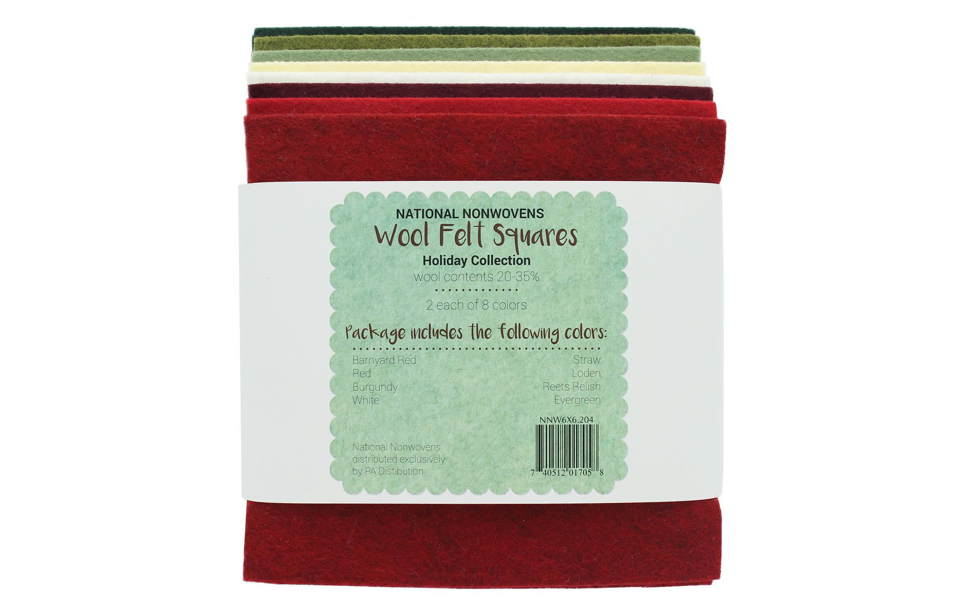 National Nonwovens Wool Felt 20/35% 6x 6 Holiday Collection