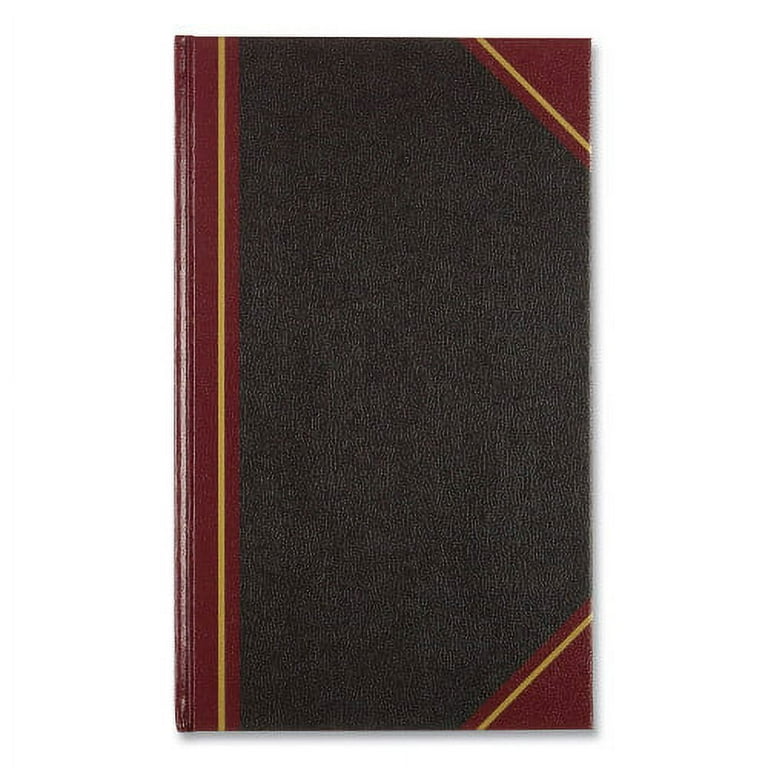 Texthide Eye-Ease Record Book, Black/Burgundy/Gold Cover, 14.25 x 8.75 Sheets, 300 Sheets/Book