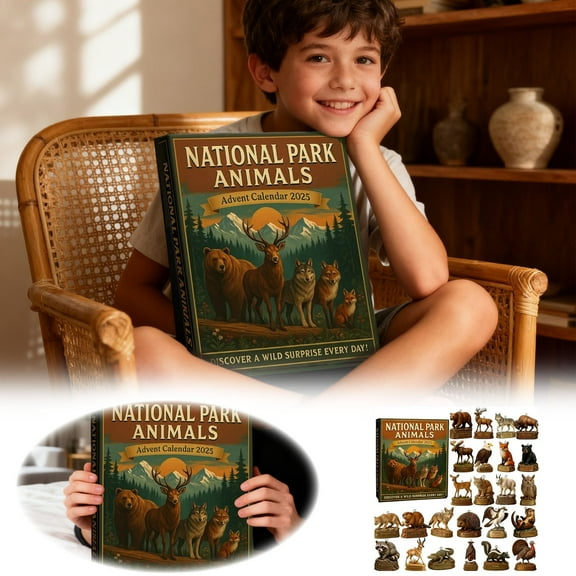 National Park Animal Advent Calendar for Kids Countdown, Holiday Activity with Unique Surprises, Wildlife Themed Christmas Countdown Set for Children