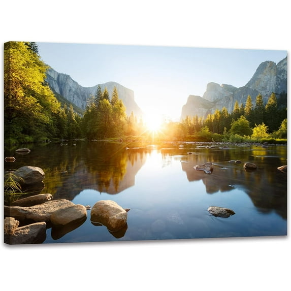 National Park Canvas Wall Art Mountain Nature Landscape Painting Artwork Framed Home Decor for Living Room Bedroom (12x16 inch)