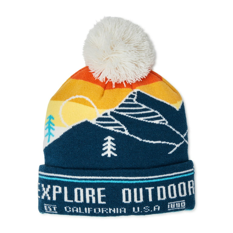 National Park Explore California Cuffed Knit Beanie Hat with Pom