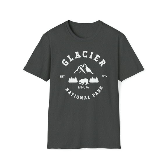 National Park, Gildan Unisex Softstyle T-Shirt, Glacier Graphic Tee, S-3XL