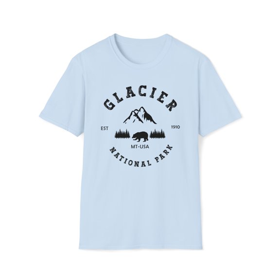 National Park, Gildan Unisex Softstyle T-Shirt, Glacier Graphic Tee, S-3XL
