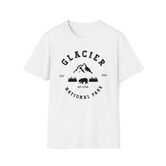 National Park, Gildan Unisex Softstyle T-Shirt, Glacier Graphic Tee, S-3XL