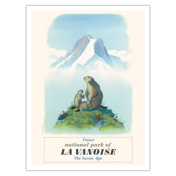 National Park of La Vanoise - France - The Savoie Alps - Vintage Travel Poster by Samivel c.1966 - Bamboo Fine Art 290gsm Paper Print (Unframed) 24x32in