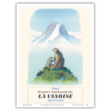 National Park of La Vanoise (Le Parc National de La Vanoise) - France - Alpes de Savoie (the Savoie Alps) - Vintage Travel Poster by Samivel c.1966 - Master Art Print (Unframed) 9in x 12in price history and forecast - Pacifica Island Art