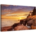 thumbnail image 1 of National Park Lighthouse Canvas Wall Art, Bass Harbor Head Lighthouse Sunset Print, Coastal Ocean Landscape Artwork for Living Room Bedroom, Ready to Hang, 1 of 6
