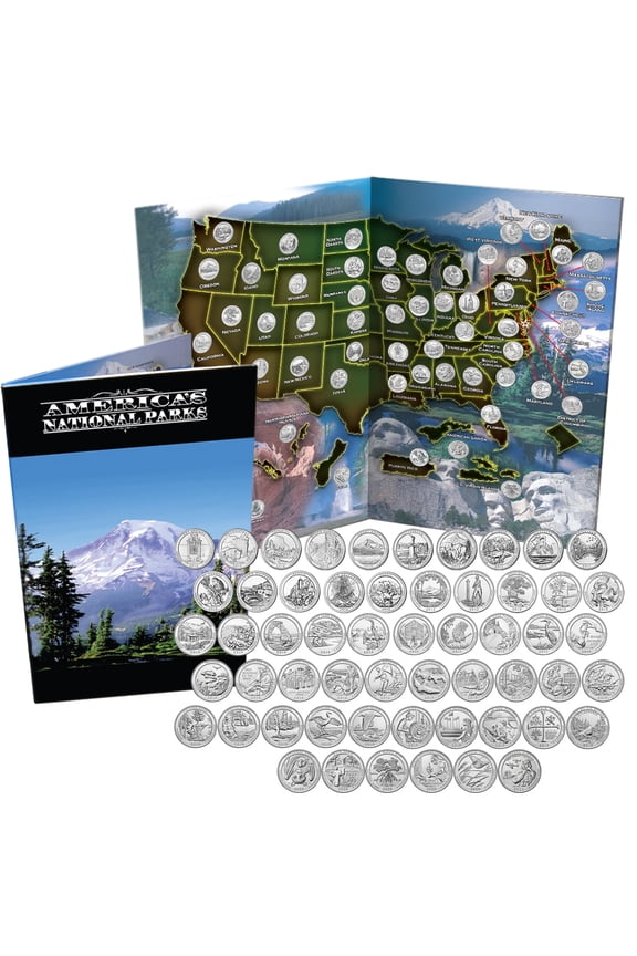 US Mint 20102021 56 National Park Quarters Complete Set All 56 Sites, Uncirculated, in Collector's Folder Display Book