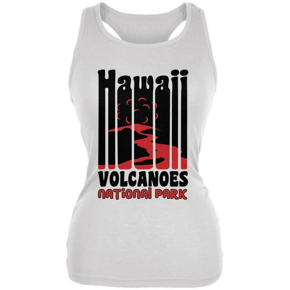 National Park Retro 70s Color Bars Hawaii Volcanoes Juniors Soft Tank Top White LG
