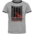 thumbnail image 1 of National Park Retro 70s Color Bars Hawaii Volcanoes Mens Ringer T Shirt Heather-Black SM, 1 of 1