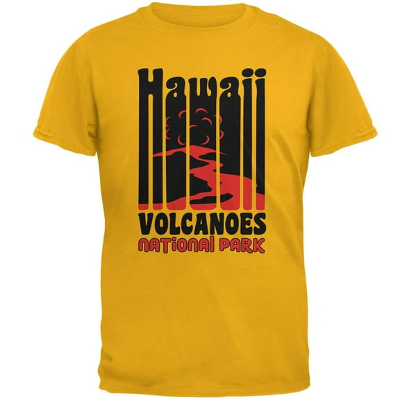 National Park Retro 70s Color Bars Hawaii Volcanoes Mens T Shirt Gold MD