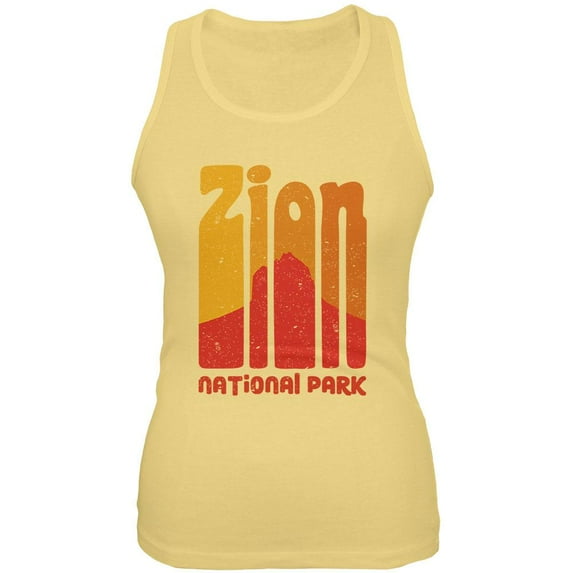 National Park Retro 70s Color Bars Zion Juniors Soft Tank Top Yellow 2XL