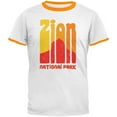 thumbnail image 1 of National Park Retro 70s Color Bars Zion Mens Ringer T Shirt White-Gold LG, 1 of 1