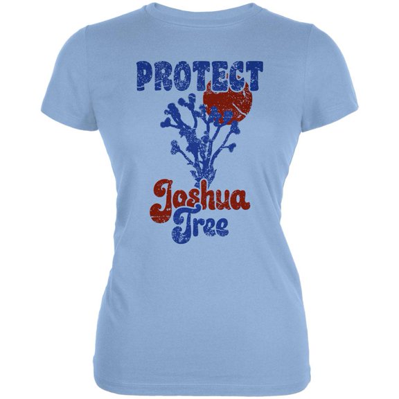 National Park Retro 70s Landscape Protect Joshua Tree Juniors Soft T Shirt Baby Blue SM