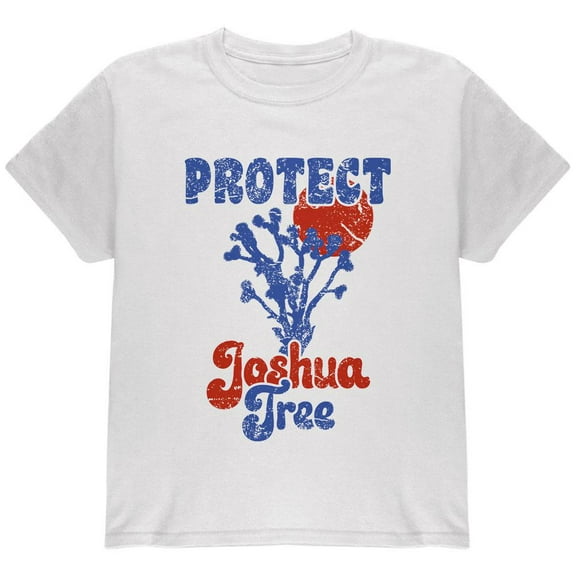 National Park Retro 70s Landscape Protect Joshua Tree Youth T Shirt White YMD