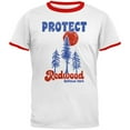 thumbnail image 1 of National Park Retro 70s Landscape Protect Redwood Mens Ringer T Shirt White-Red MD, 1 of 1