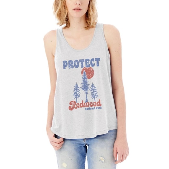 National Park Retro 70s Landscape Protect Redwood Womens Vintage Tank Top White SM