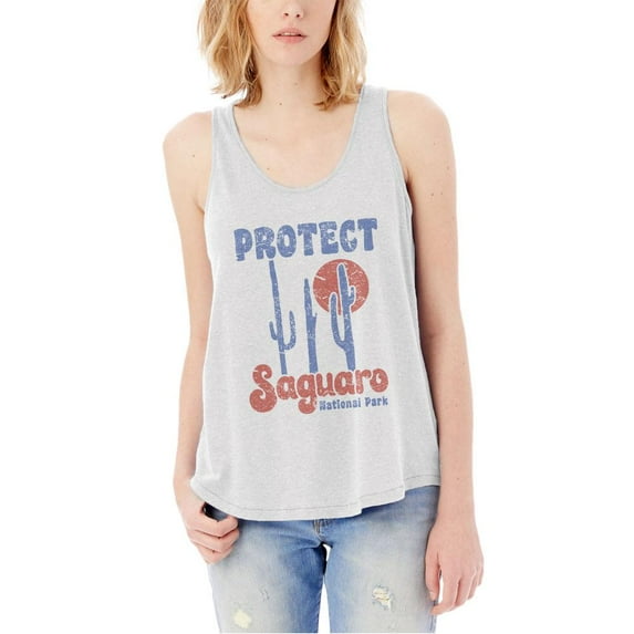 National Park Retro 70s Landscape Protect Saguaro Womens Vintage Jersey Tank Top White LG