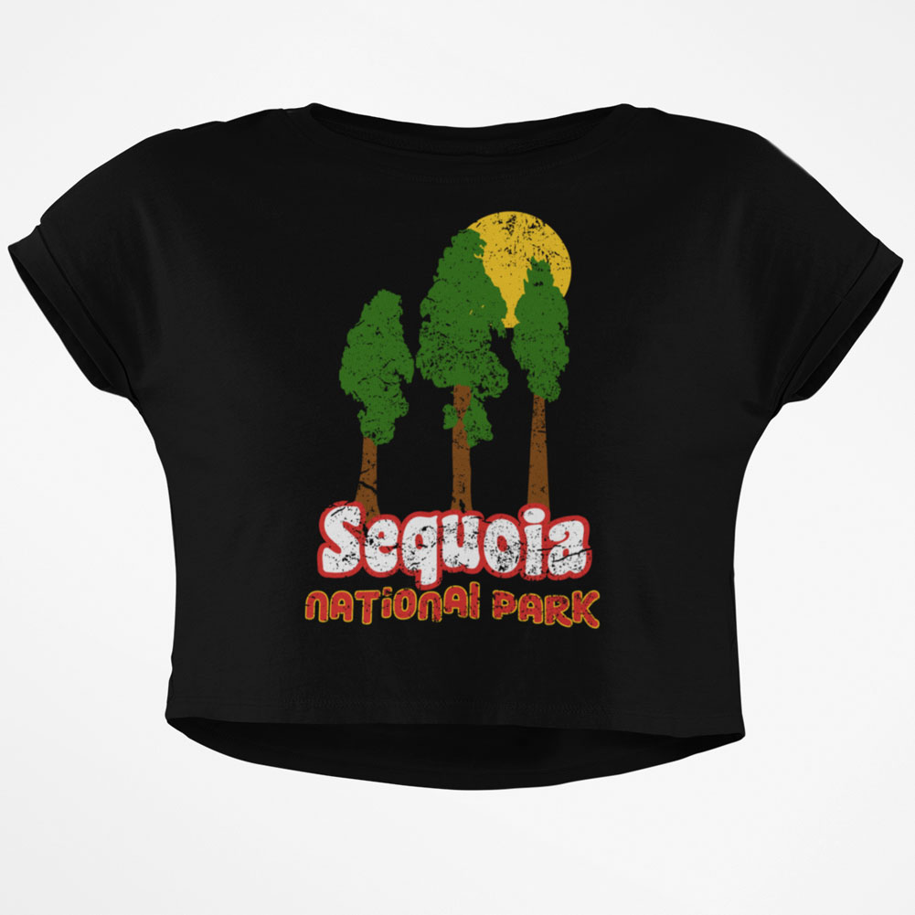 National Park Retro 70s Landscape Sequoia Junior Boxy Crop Top T Shirt - image 1 of 1