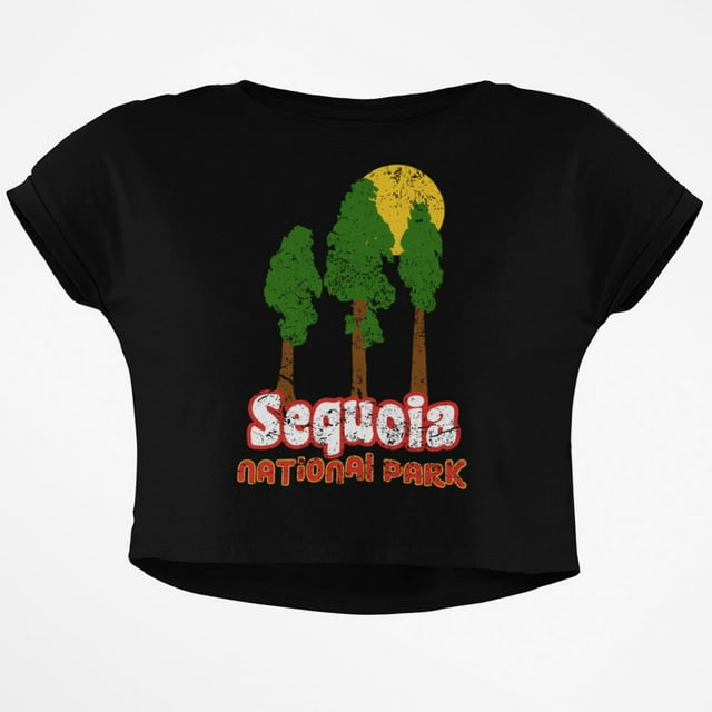 National Park Retro 70s Landscape Sequoia Junior Boxy Crop Top T Shirt