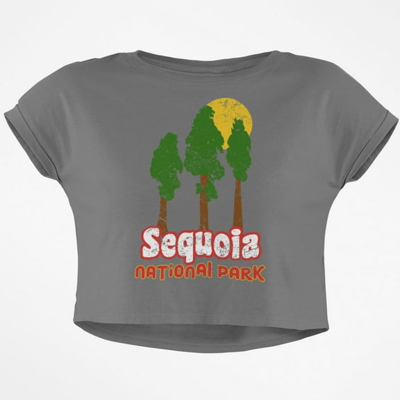 National Park Retro 70s Landscape Sequoia Junior Boxy Crop Top T Shirt
