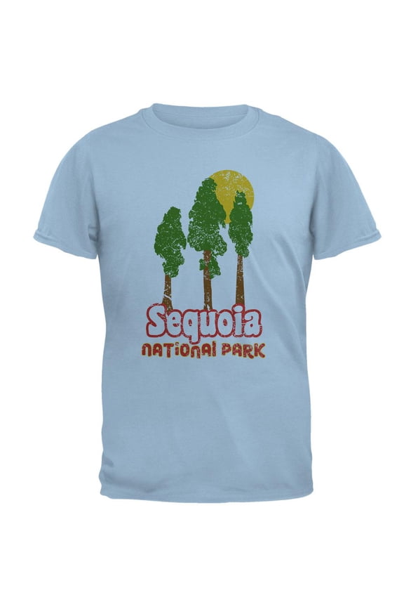 National Park Retro 70s Landscape Sequoia Mens T Shirt Light Blue LG