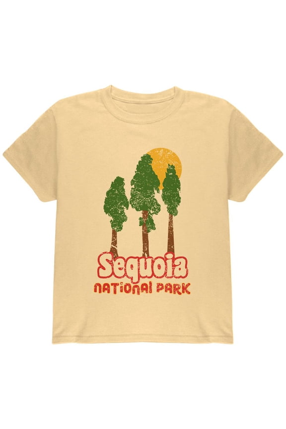 National Park Retro 70s Landscape Sequoia Youth T Shirt Yellow Haze YSM