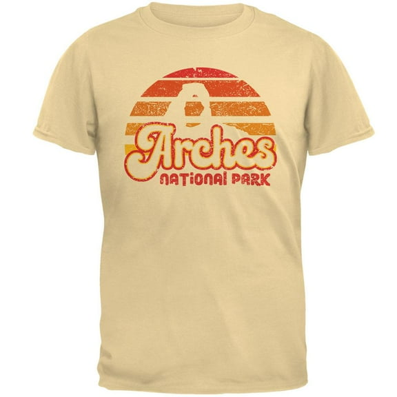 National Park Retro 70s Sunset Arches Mens T Shirt Yellow Haze 3X-LG