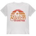 thumbnail image 1 of National Park Retro 70s Sunset Arches Youth T Shirt White Youth X-SM, 1 of 1