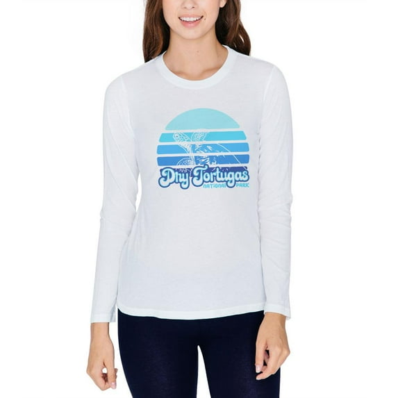 National Park Retro 70s Sunset Dry Tortugas Juniors Long Sleeve T-Shirt White SM