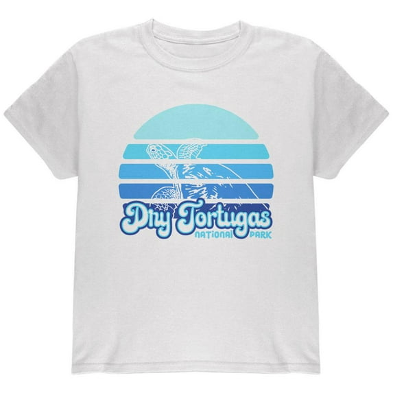 National Park Retro 70s Sunset Dry Tortugas Youth T Shirt White Youth X-SM