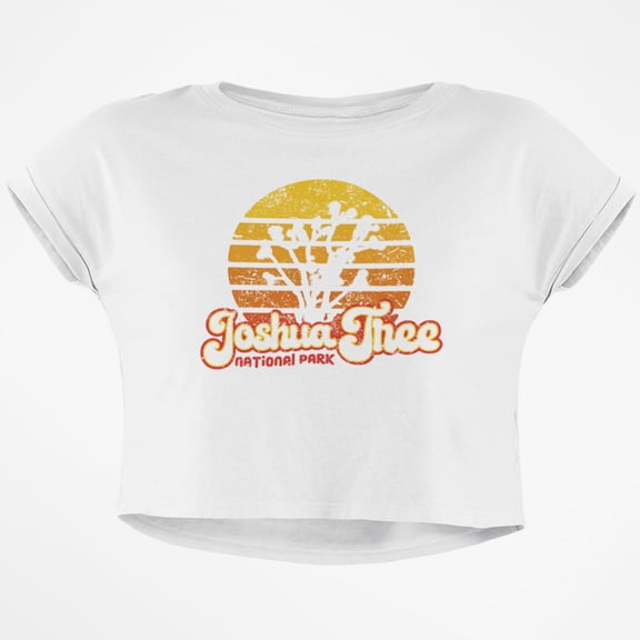 National Park Retro 70s Sunset Joshua Tree Junior Boxy Crop Top T Shirt