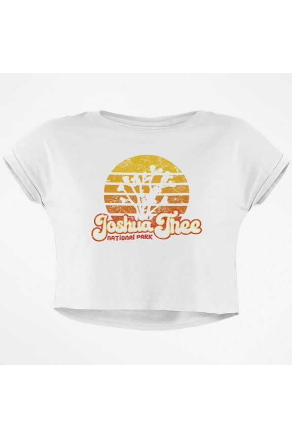 National Park Retro 70s Sunset Joshua Tree Junior Boxy Crop Top T Shirt