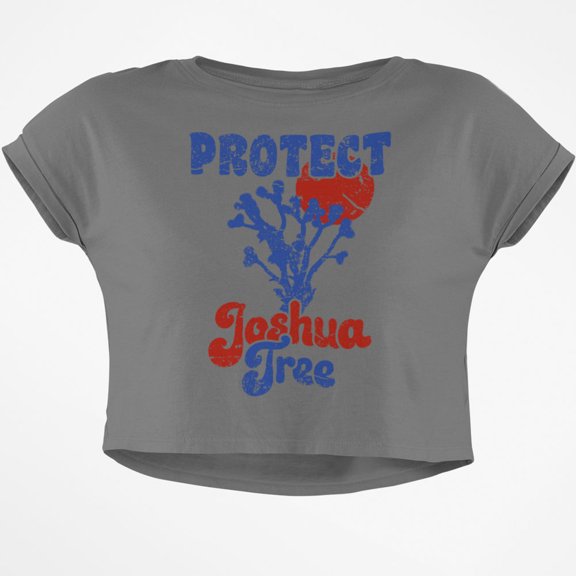 National Park Retro 70s Sunset Joshua Tree Junior Boxy Crop Top T Shirt