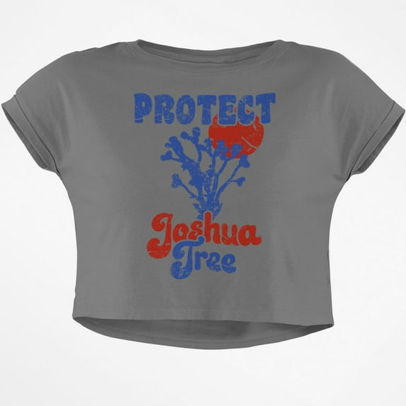 National Park Retro 70s Sunset Joshua Tree Junior Boxy Crop Top T Shirt