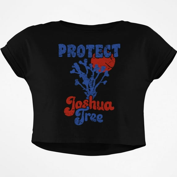 National Park Retro 70s Sunset Joshua Tree Junior Boxy Crop Top T Shirt