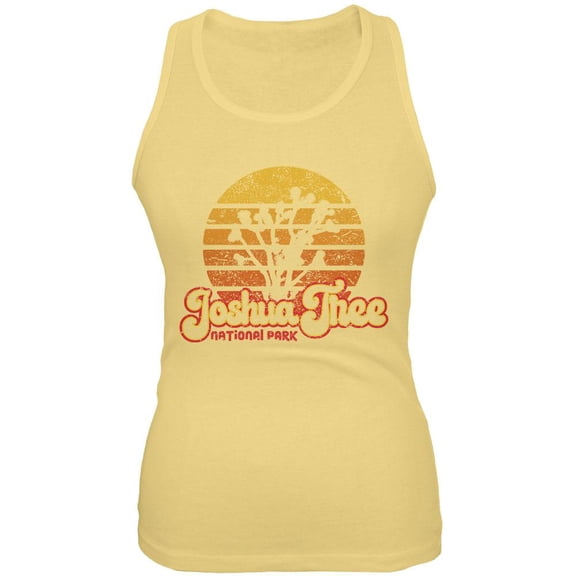 National Park Retro 70s Sunset Joshua Tree Juniors Soft Tank Top Yellow MD