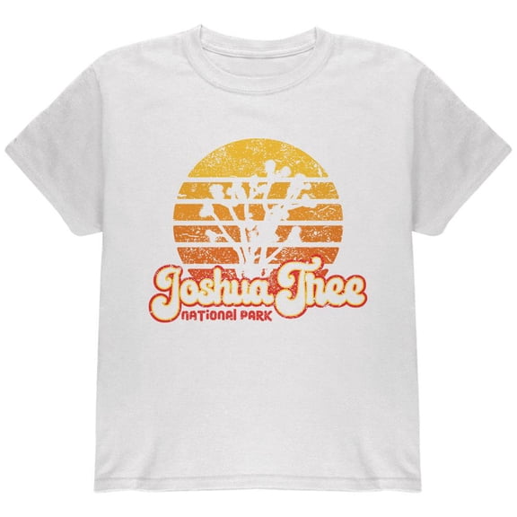 National Park Retro 70s Sunset Joshua Tree Youth T Shirt White YMD