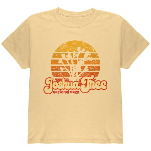 National Park Retro 70s Sunset Joshua Tree Youth T Shirt Yellow YLG